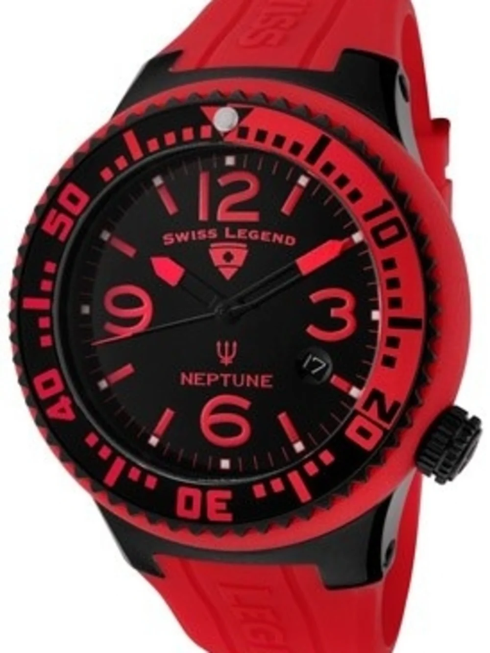 Swiss Legend Neptune Men's Red and Black Silicone Dive Watch